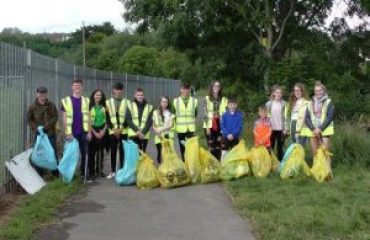 Young people from local schools help Friends of the River Callan on a community litter pick event along the banks of the River Callan.